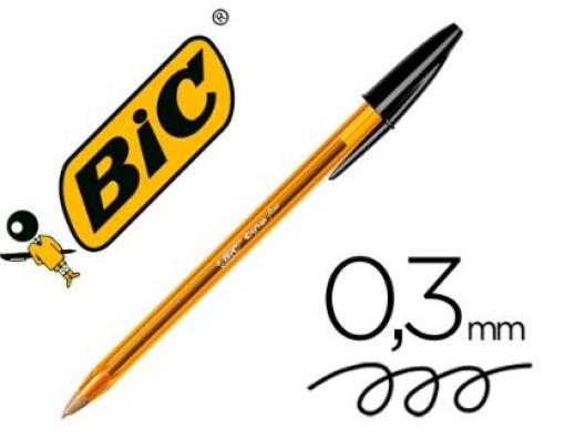 Esferografica Bic Cristal Laranja Ponta fina Preto
