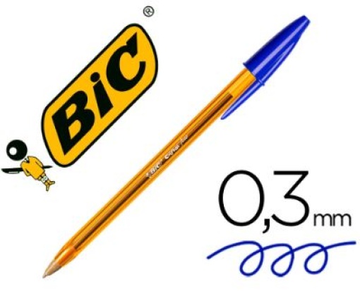 Esferografica Bic Cristal Laranja Ponta Fina Azul