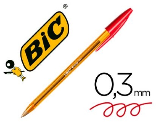 Esferografica Bic Cristal Laranja Ponta Fina Vermelha