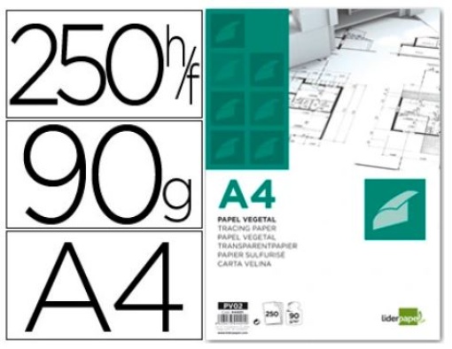 Papel Vegetal Liderpapel A4 90gr Emb. 250Fls (PV02)