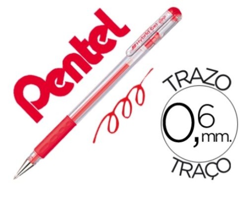 Esferografica Pentel Roller Gel K116-B Grip Vermelha