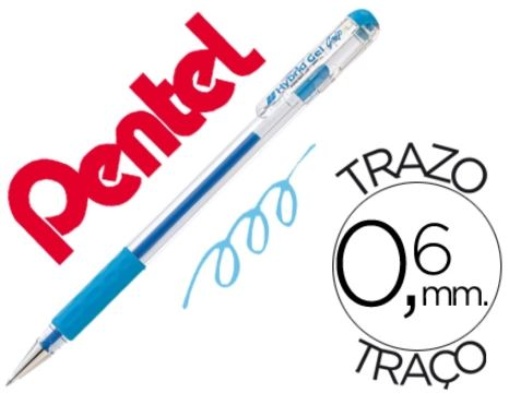 Esferografica Pentel Roller Gel K116-A Grip Azul Claro