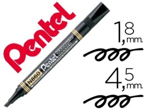 Marcador Permanente Pentel N860 Biselado Preto (N860-AE)