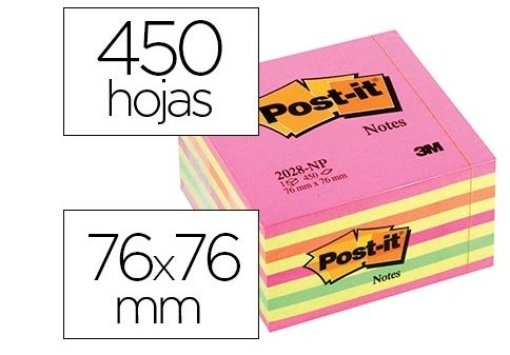 Bloco Notas Adesivas Post-it 76x76mm Cubo Rosa Neon 450folhas (2028-NP)