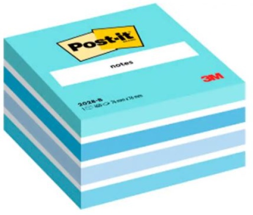 Bloco Notas Adesivas Post-it 76x76mm Cubo Azul Pastel 450folhas