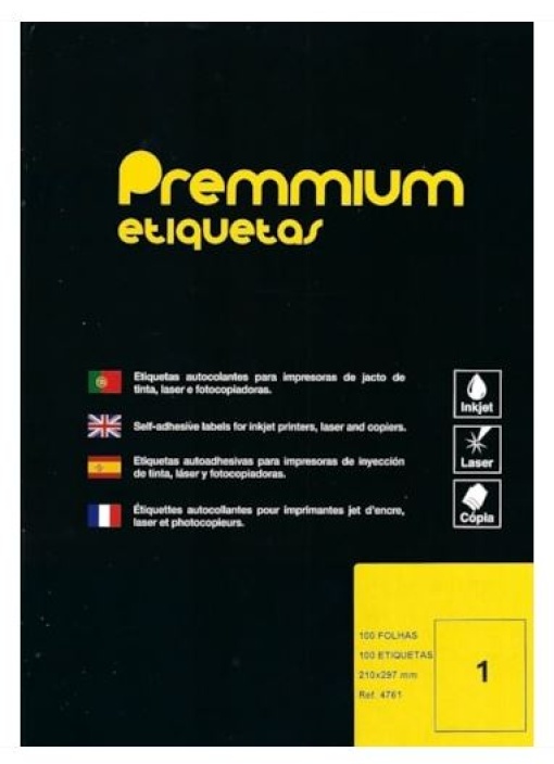 Etiqueta 210x297 Premmium A4 Cx.100fls (100un)