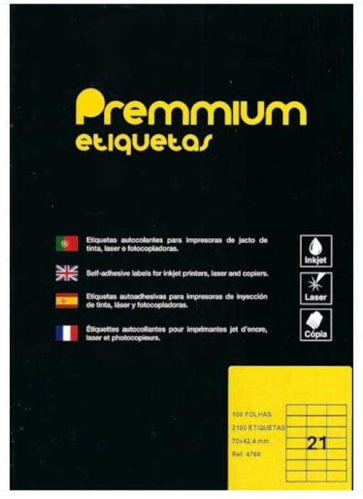 Etiqueta 70x42,4 Premmium A4 Cx.100fls (2100un)