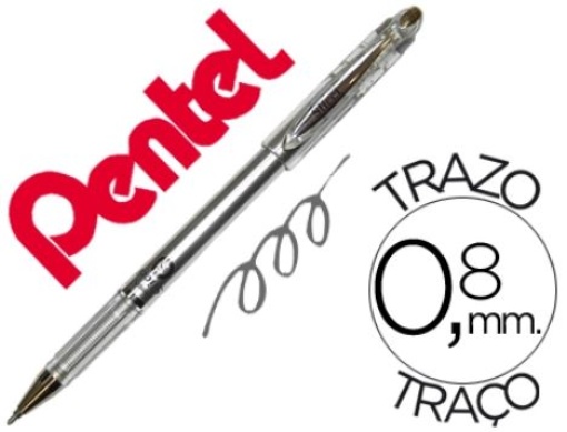 Esferografica Pentel Gel Prateado Metalico BG-208 0,4mm Secagem Rapida (BG208-Z)