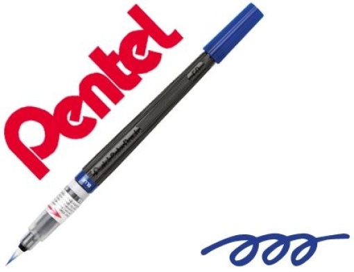 Pincel Com Tinta a Base de Agua Pentel GFL-103 Azul Ponta de Nylon Portatil Com Tampa (GFL-103)