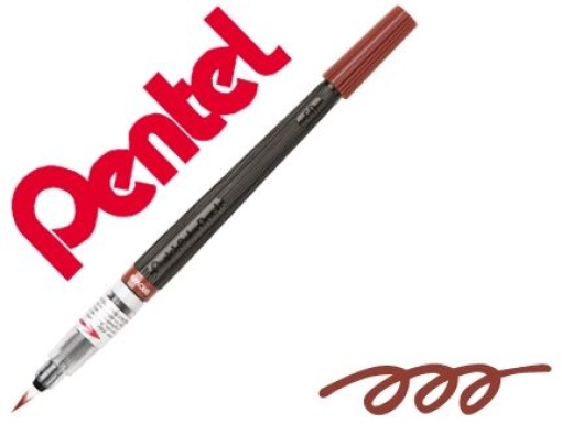 Pincel Com Tinta a Base de Agua Pentel GFL-106 Castanho Ponta de Nylon Portatil Com Tampa (GFL-106)