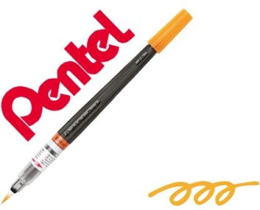 Pincel Com Tinta a Base de Agua Pentel GFL-107 Laranja Ponta de Nylon Portatil Com Tampa (GFL-107)