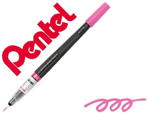 Pincel Com Tinta a Base de Agua Pentel GFL-109 Rosa Ponta de Nylon Portatil Com Tampa (GFL-109)