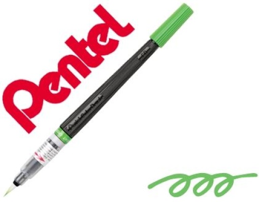 Pincel Com Tinta a Base de Agua Pentel GFL-111 Verde Claro Ponta de Nylon Portatil Com Tampa (GFL-111)