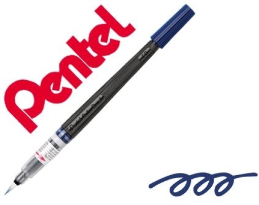 Pincel Com Tinta a Base de Agua Pentel GFL-117 Azul Metalico Ponta de Nylon Portatil Com Tampa (GFL-117)