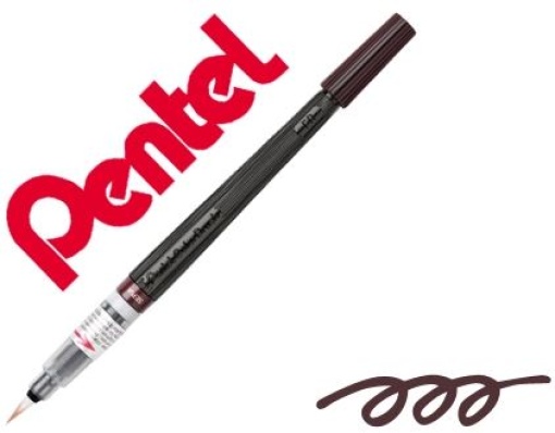 Pincel Com Tinta a Base de Agua Pentel GFL-141 Sepia Ponta de Nylon Portatil Com Tampa (GFL-141)