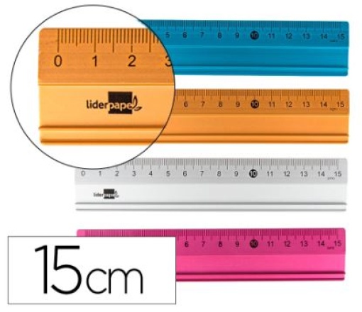 Regua Metalica Aluminio Liderpapel 15cm Cores Sortidas (RG08)