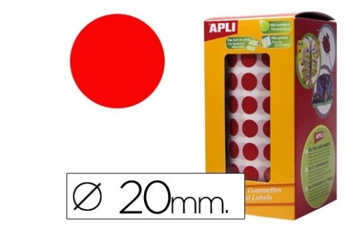 Etiquetas Apli Autoadesivas Circulares 20mm Vermelho em Rol.