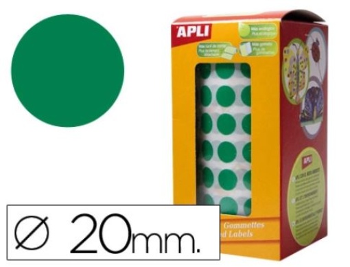 Etiquetas Apli Autoadesivas Circulares 20mm Verde em Rolo