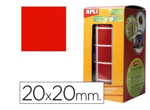 Etiquetas Apli Autoadesivas Quadradas 20x20mm Vermelho Rolo de 1770 Etiquetas