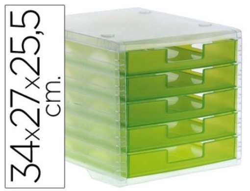 Bloco Classificador de Secretaria Liderpapel 340x270x255mm Empilhaveis 5 Gavetas Verde Kiwi Translucido