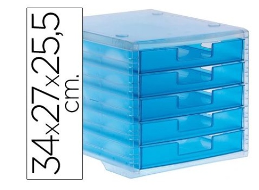 Bloco Classificador de Secretaria C/ 5Gavetas Azul Translucido