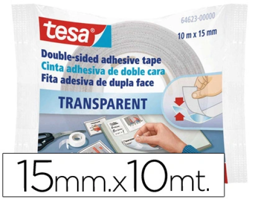 Fita Adesiva Tesa Dupla Face Transparente 10mt x 15mm (64623)