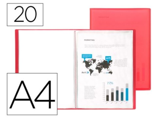Capa Catalogo Liderpapel A4 20Bolsas Polipropileno Traslucida Vermelho Frosty (CJ09)