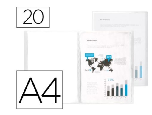 Capa Catalogo Liderpapel 20 Bolsas Polipropileno A4 Traslucida Transparente (CJ12)
