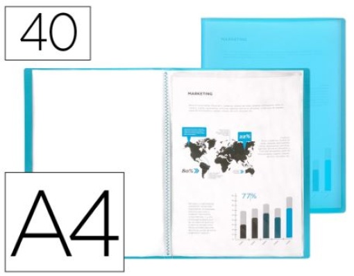 Capa Catalogo Liderpapel A4 40Bolsas Polipropileno Traslucida Azul Frosty (CJ26)