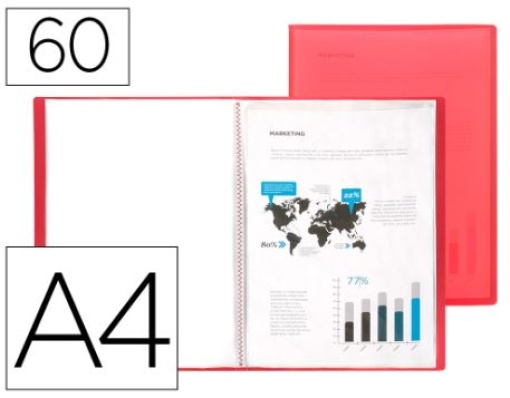 Capa Catalogo Liderpapel A4 40Bolsas Polipropileno Traslucida Vermelha Frosty (CJ28)