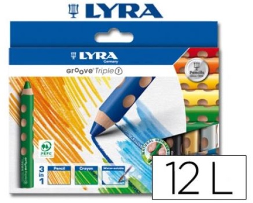 Lapis Cor Aguarelavel Lyra Groove TripleTtriangular 10mm Cx.12Cores