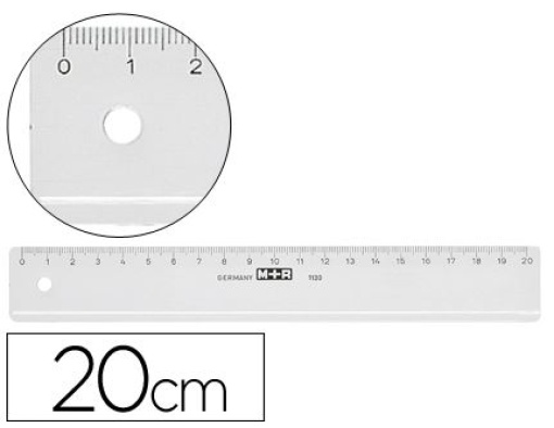 Regua M+R 20cm Plastico Transparente
