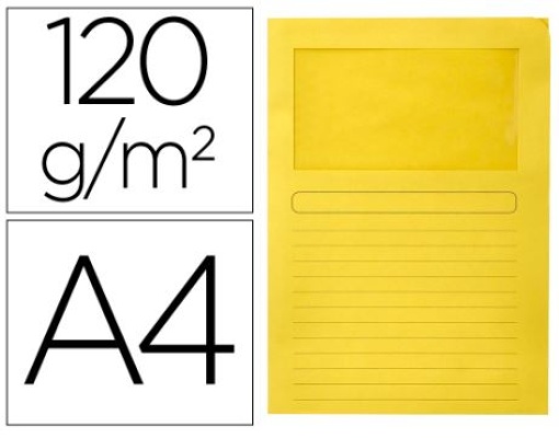 Classificador Cartolina Q-Connect A4 Amarelo com Janela Transparente 120gr Pack 50un (KF15244)