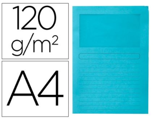 Classificador Cartolina Q-Connect A4 Azul com Janela Transparente 120gr Pack 50uni (KF15246)