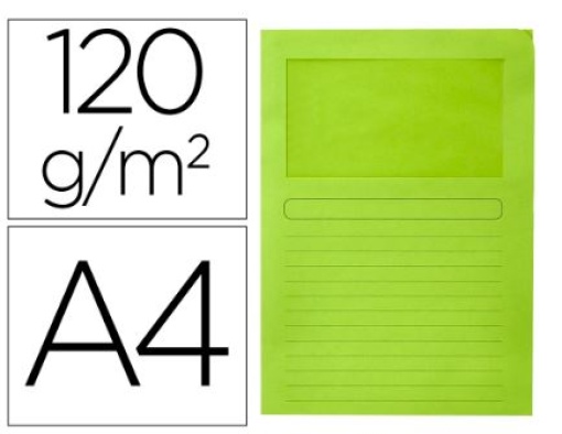 Classificador Cartolina Q-Connect A4 Verde com Janela Transparente 120gr Pack 50uni