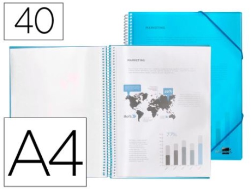 Capa Catalogo Liderpapel Com Espiral 40Bolsas A4 Azul (EC13)