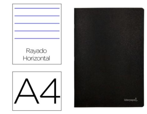 Caderno Agrafado Liderpapel Capa Preta A4 Pautado 80F (LA13)