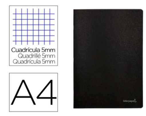 Caderno Agrafado Liderpapel Capa Preta A4 Quadriculado 80F (LA14)