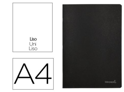 Caderno Agrafado Liderpapel Capa Preta A4 Liso 80F 60gr (LA15)