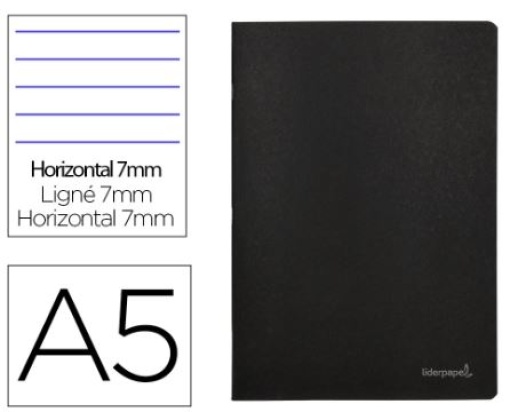 Caderno Agrafado Liderpapel Capa Preta A5 Pautado 80Fls (LA16)