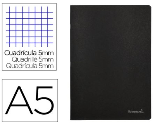 Caderno Agrafado Liderpapel Capa Preta A5 Quadriculado 80Fls (LA17)