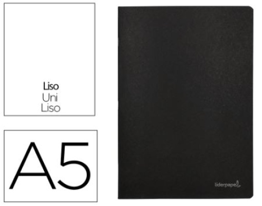 Caderno Agrafado Liderpapel Capa Preta A5 Liso 80Fls (LA18)
