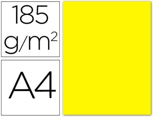 Cartolina Guarro A4 Amarelo Canario 185gr Pack 50folhas