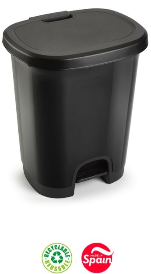 Contentor Plastico C/Pedal 27L Preto