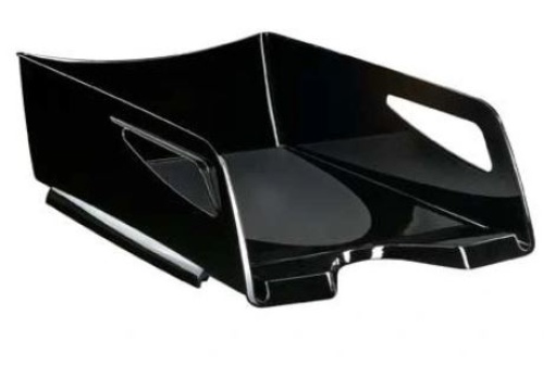 Tabuleiro de Secretaria Cep Plastico Preto Green Spririt de Grande Capacidade 386x270x115mm