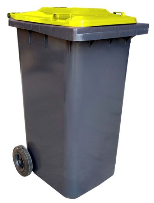 Contentor Plastico Maya 120L 2 Rodas Cinzento Tampa Amarela