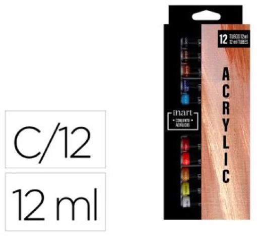 Tinta Acrilica Artist Inart 12 Cores Sortidas Tubos 12ml