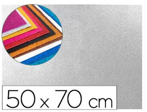 Goma Eva C/Purpurina Liderpapel 50x70cm 60g/m2 Exp. 2mm Prata