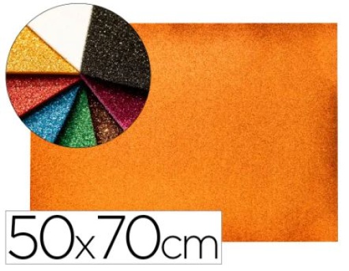 Goma Eva C/Purpurina Liderpapel 50x70cm 60gr 2mm Laranja