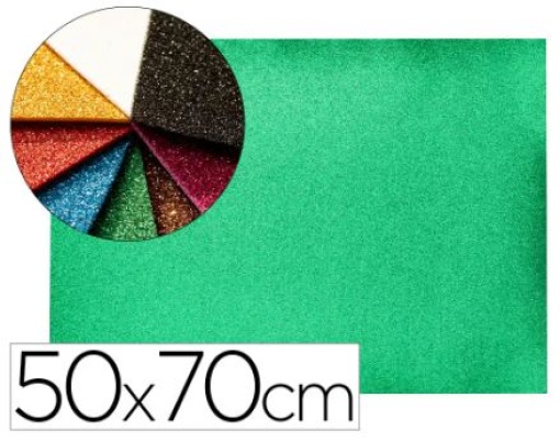 Goma Eva C/Purpurina Liderpapel 50x70cm 60gr 2mm Verde